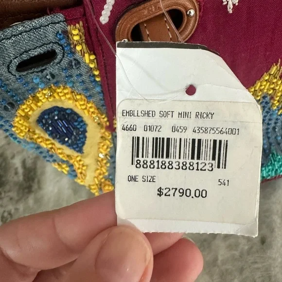 Ralph Lauren MINI SOFT RICKY EMBELLISHED TOP HANDLE BAG IN NAVY MULTI NWT - Picture 4 of 10